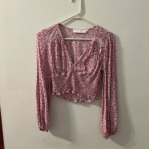 ASTR Pink floral scrunched bottom top